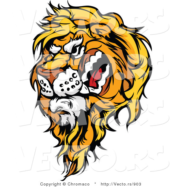 Cartoon Vector of a Snarling Male Lion Mascot
