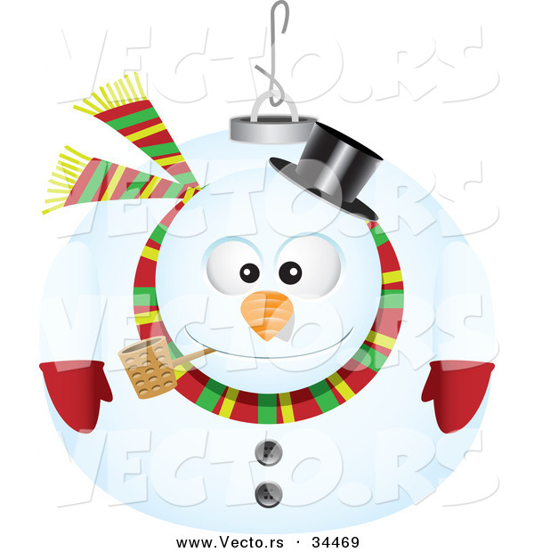Cartoon Vector of a Snowman Ornament