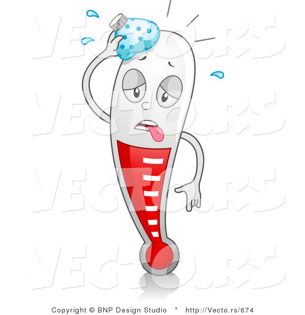 Cartoon Vector of a Thermometer with a Fever