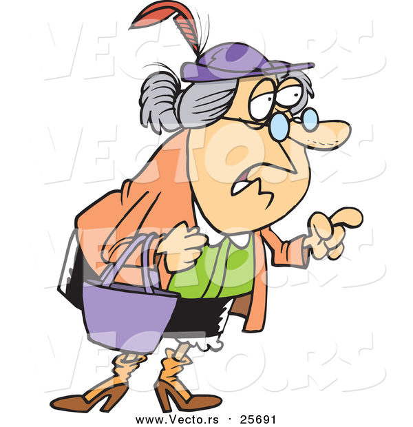 Cartoon Vector of a Wise Old Woman Giving Advice