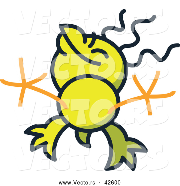 Cartoon Vector of a Yellow Chicken Jumping