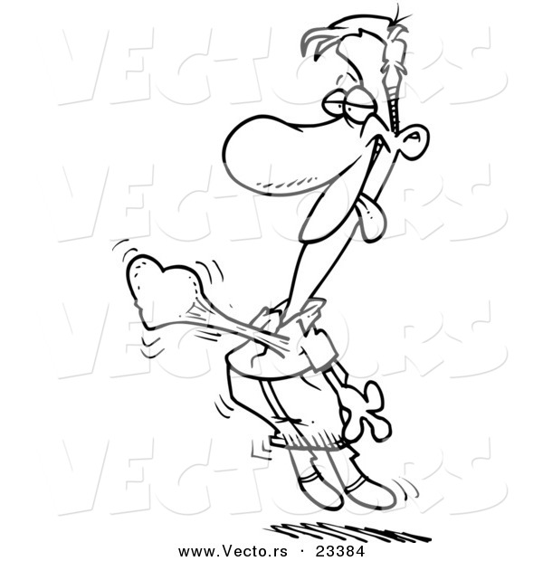 Cartoon Vector of Cartoon Guy in Love - Coloring Page Outline