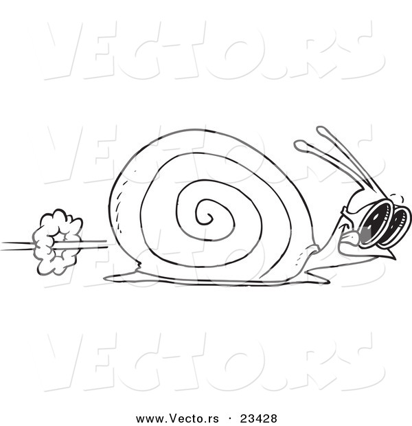 Cartoon Vector of Cartoon Racing Snail - Coloring Page Outline