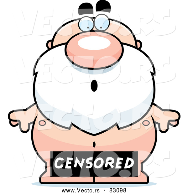 Cartoon Vector of Censored Santa Look-a-like Man with Beard