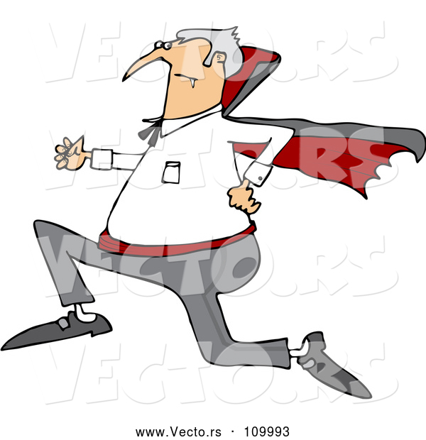 Cartoon Vector of Chubby Halloween Dracula Vampire Running