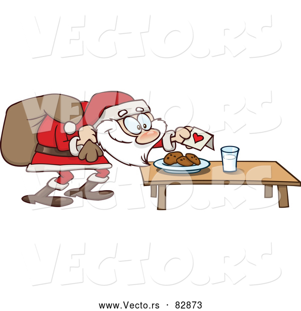Cartoon Vector of Cookies and Milk for Santa Claus