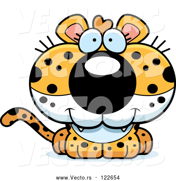 Cartoon Vector of Cute Happy Leopard Cub
