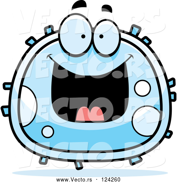 Cartoon Vector of Grinning White Blood Cell
