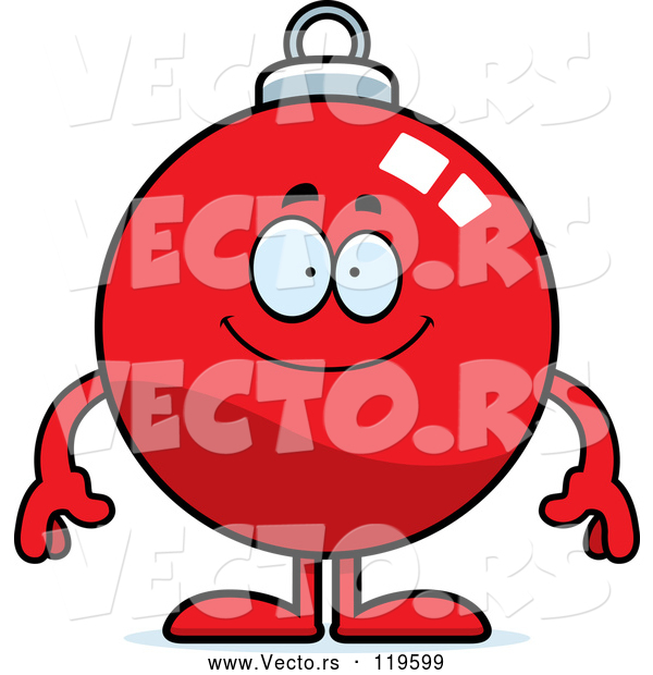 Cartoon Vector of Happy Christmas Ornament Mascot