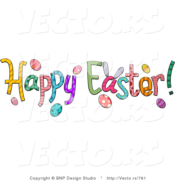 Cartoon Vector of Happy Easter Text