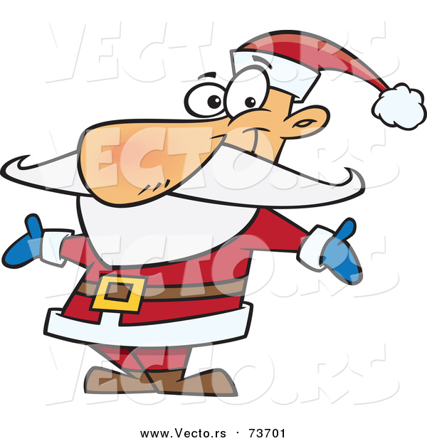 Cartoon Vector of Happy Santa Welcoming with Open Arms