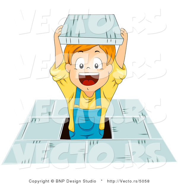 Cartoon Vector of Happy School Boy Jumping with Book