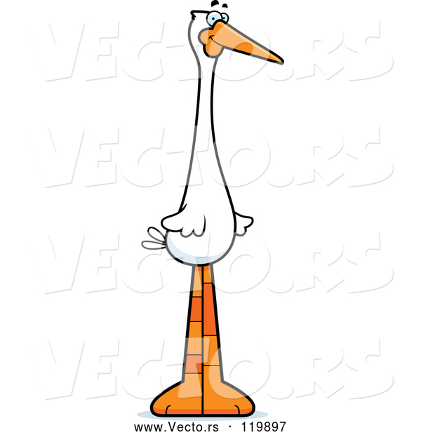 Cartoon Vector of Happy Stork Mascot