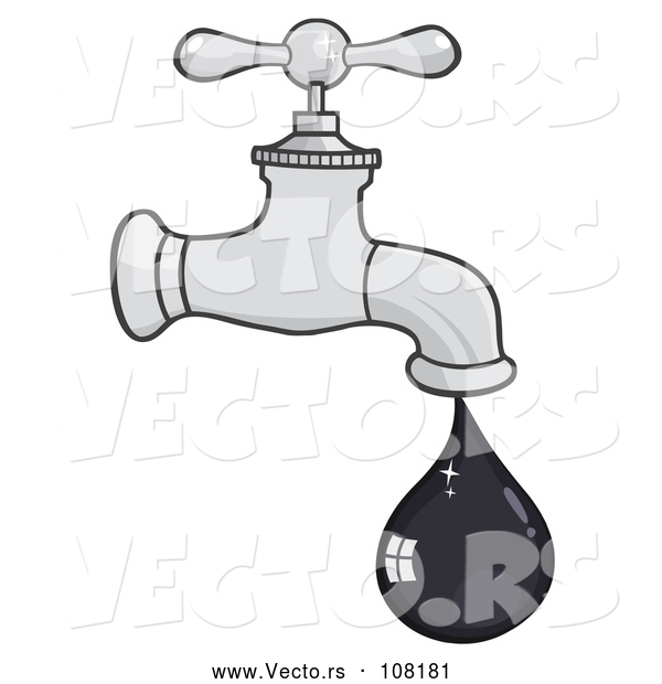 Cartoon Vector of Oil Drop Leaking from a Faucet