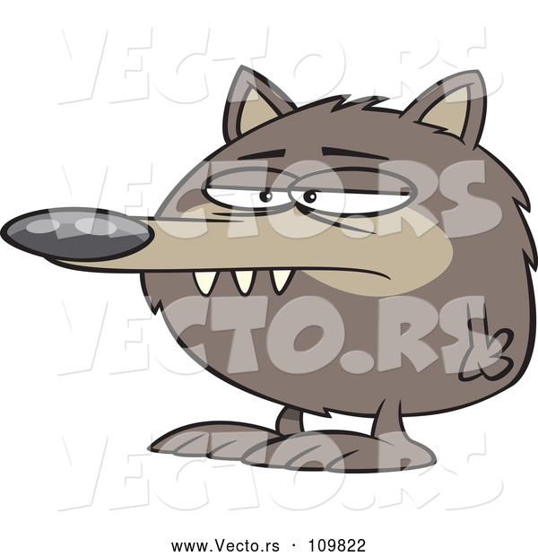 Cartoon Vector of Round Fuzz Ball Wolf or Dog