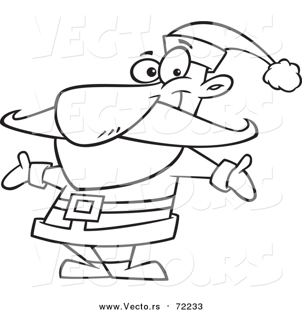 Cartoon Vector of Santa Welcoming - Outlined Version