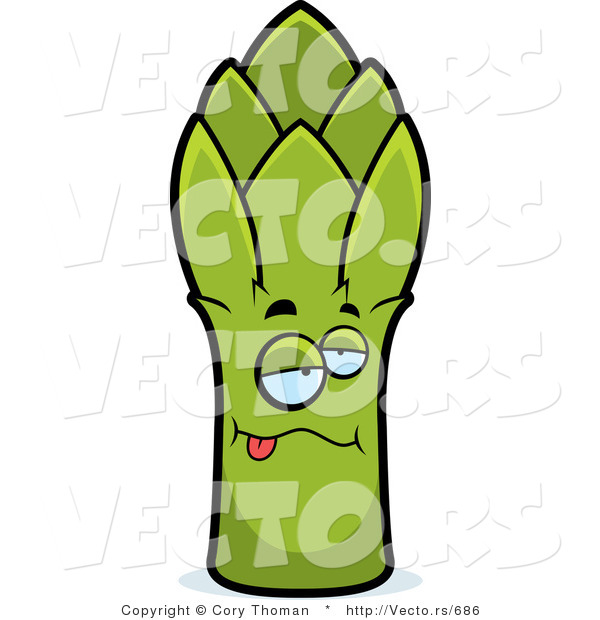 Cartoon Vector of Sick Asparagus