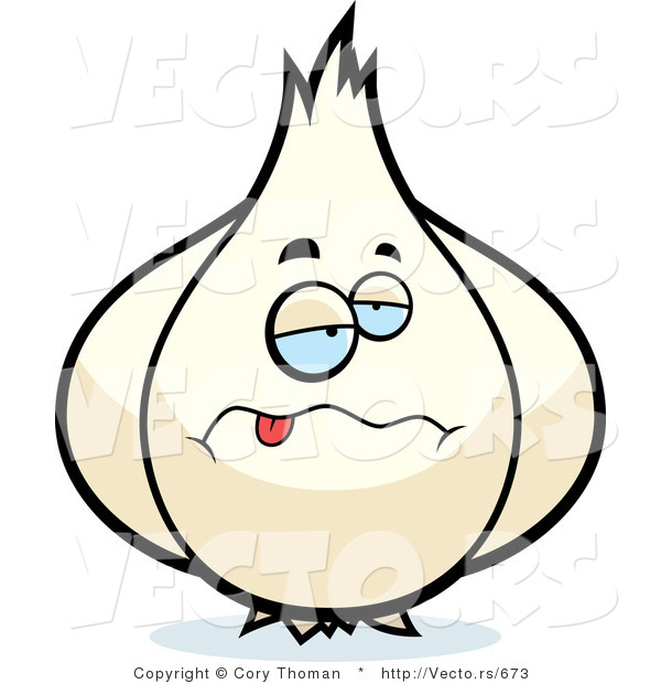 Cartoon Vector of Sick Garlic