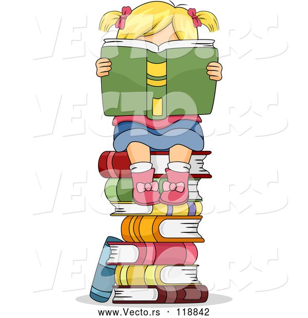 Cartoon Vector of Stack of Books