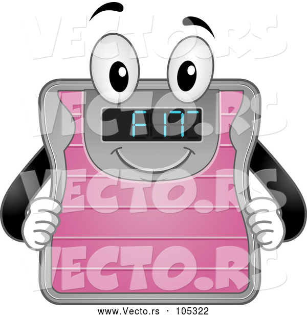 Cartoon Vector of Weight Scale Mascot Showing Fit on the Screen