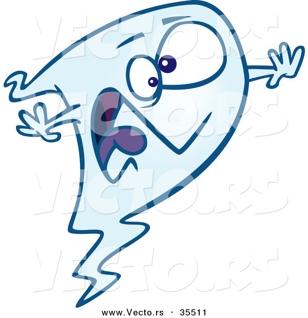 Halloween Cartoon Vector of a Scared Ghost Screaming