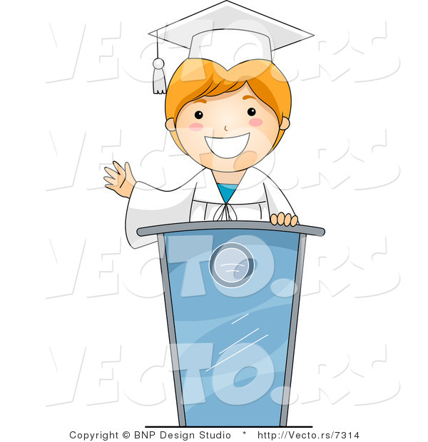Vector Cartoon of Graduating Boy Giving a Speech