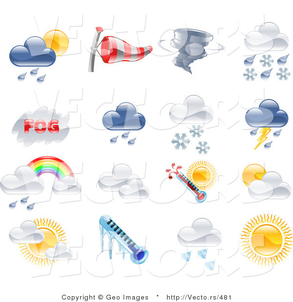 Vector of 16 Unique Weather Icons