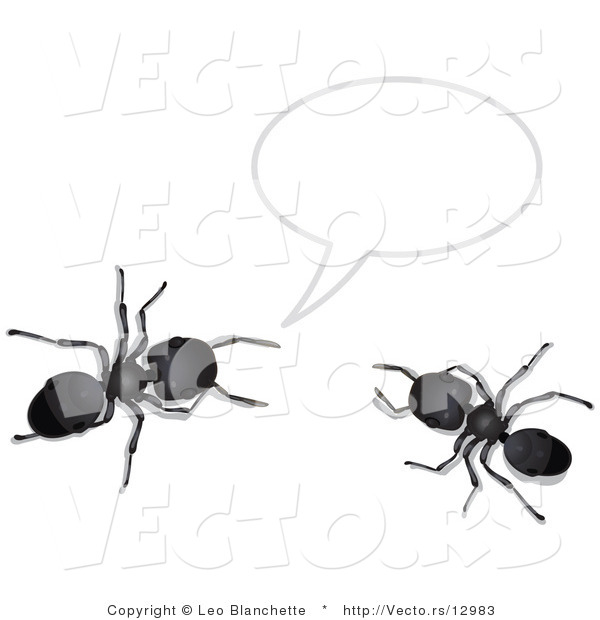 Vector of 2 Black Ants Talking Under a Text Bubble