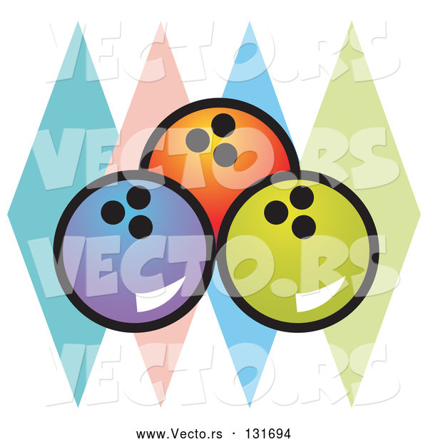 Vector of 3 Bowling Balls and Colorful Diamonds