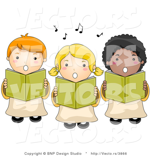 Vector of 3 Children Singing Choir
