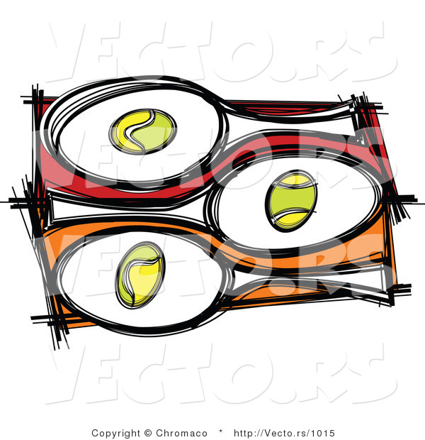 Vector of 3 Tennis Balls and Rackets