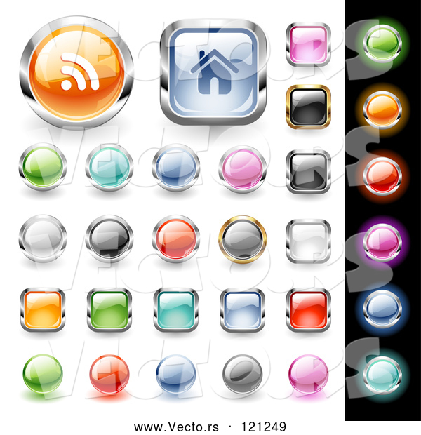 Vector of 3d Colorful Website Icon Button Design Elements