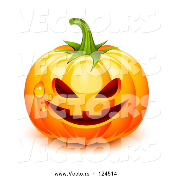 Vector of 3d Dewy Jackolantern Halloween Pumpkin