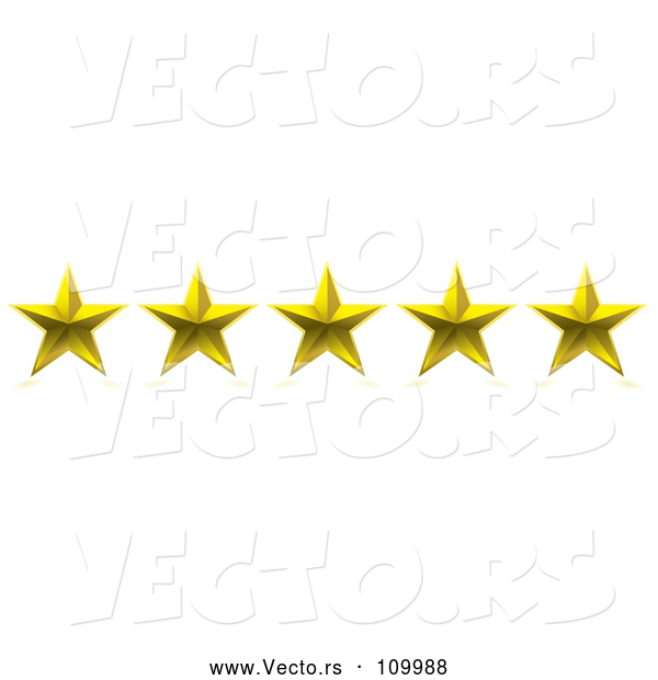 Vector of 3d Five Gold Star Rating Award