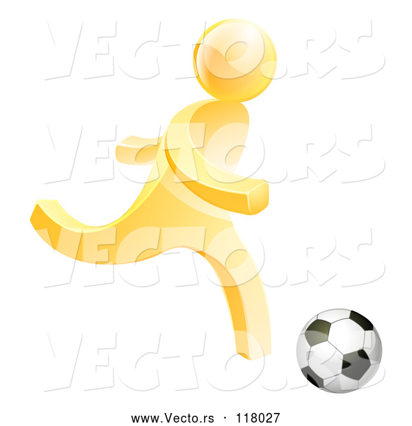Vector of 3d Gold Person Playing Soccer