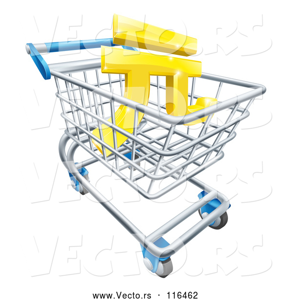 Vector of 3d Gold Yuan Currency Symbol in a Shopping Cart