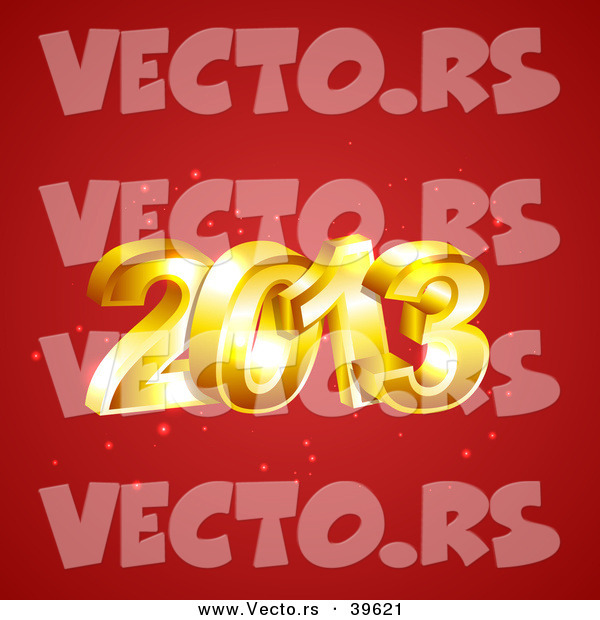 Vector of 3d Golden 2013 over Red Sparkling Background