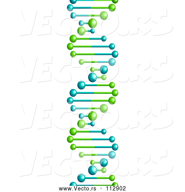 Vector of 3d Lime Green and Blue Dna Double Helix Cloning Strand