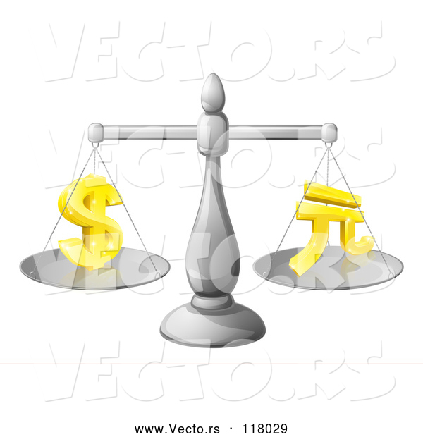 Vector of 3d Scale Comparing the Dollar and Yuan
