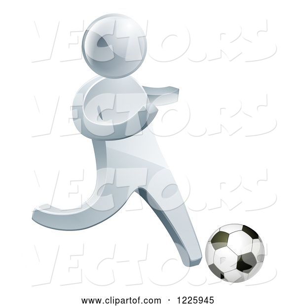 Vector of 3d Silver Guy Playing Soccer
