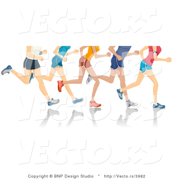 Vector of 5 Sets of Runners Legs Running