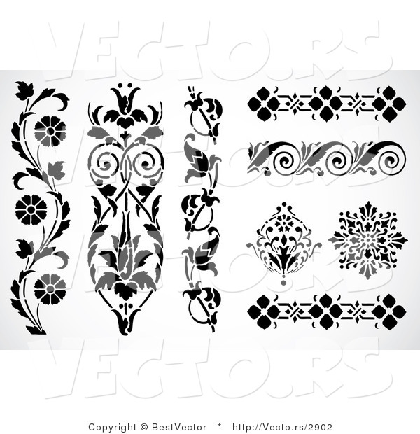 Vector of 8 Unique Floral Edges and Borders - Decorative Web Design Elements