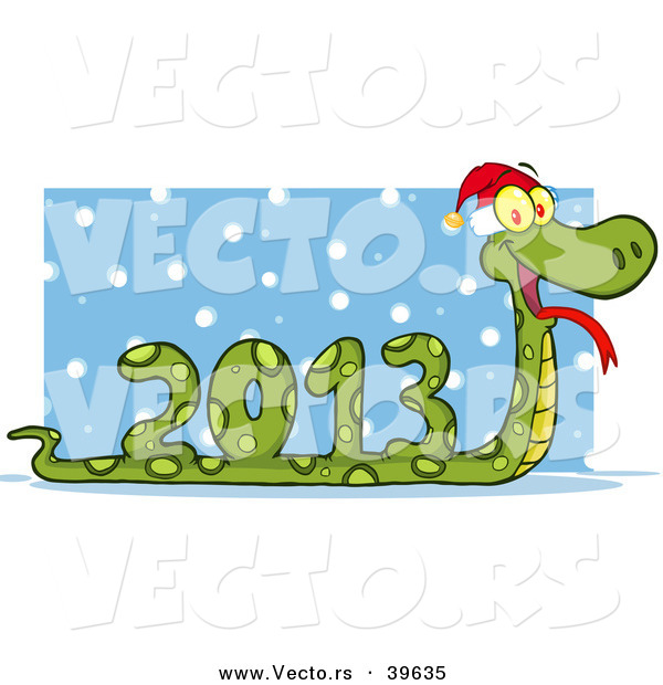 Vector of a 2013 Snake Wearing a Santa Hat