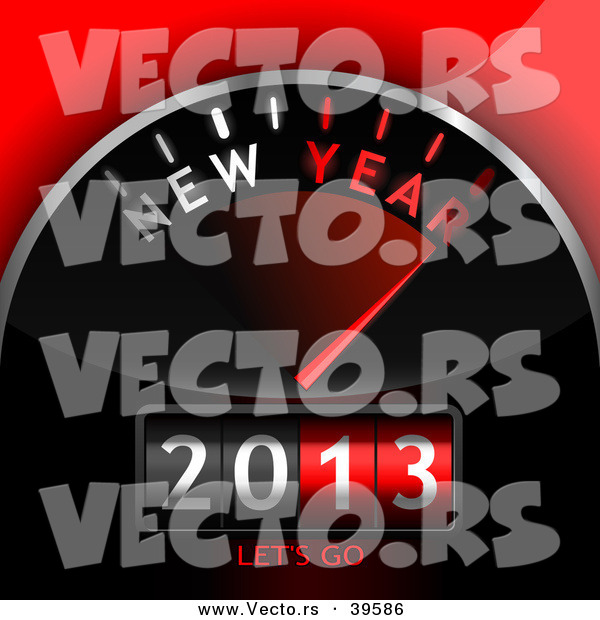 Vector of a 3d 2013 Dashboard Counter with New Year - Lets Go Text
