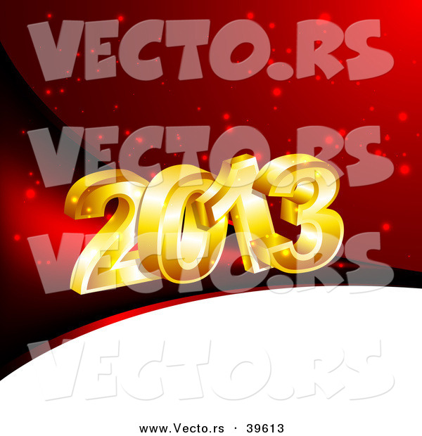 Vector of a 3d Golden 2013 over Red and White Christmas Background