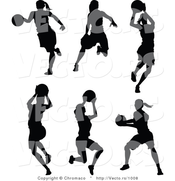 Vector of a 6 Unique Female Basketball Player - Silhouettes