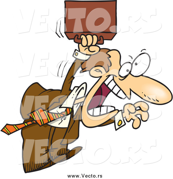 Vector of a Aggressive Cartoon White Businessman Jumping