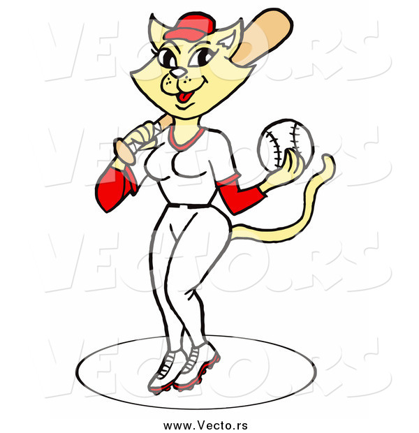 Vector of a Athletic Softball Female Cat