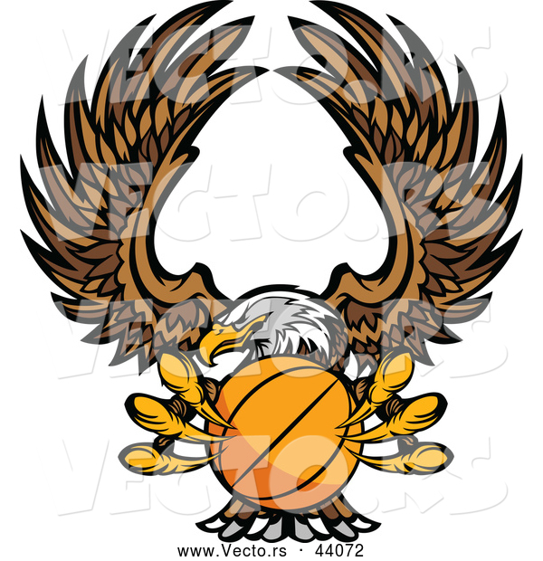 Vector of a Bald Eagle Flying with a Basketball Within Its Talons