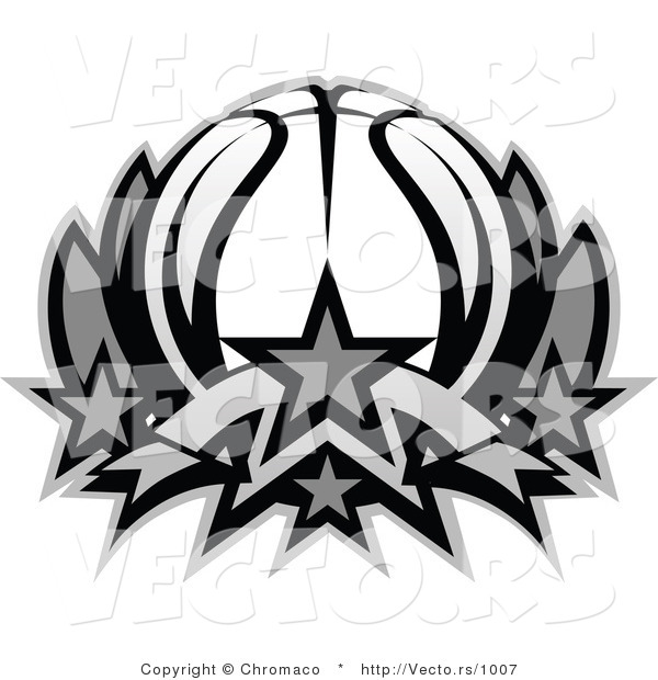 Vector of a Basketball Lotus Icon - Grayscale